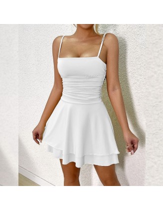 Sexy Spaghetti-Strap Crop-Top Backless Dress